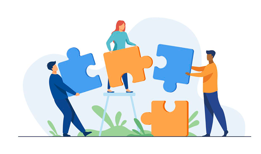 Ilustração de pessoas trabalhando em equipe